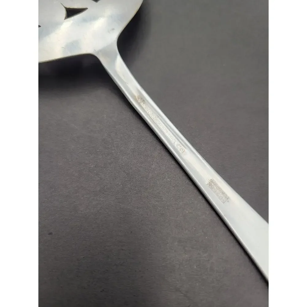 Rogers International Silver Co. TS Round Slotted Serving Spoon Vtg